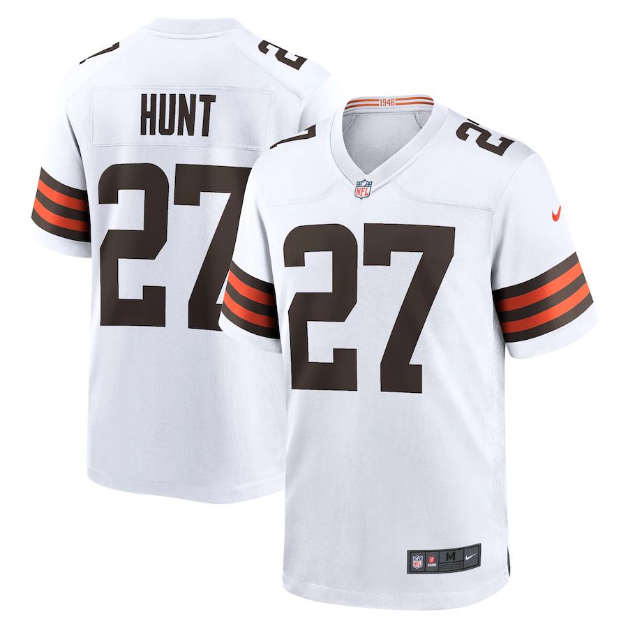 Men Cleveland Browns #27 Kareem Hunt Nike White Player Game NFL Jersey->->NFL Jersey